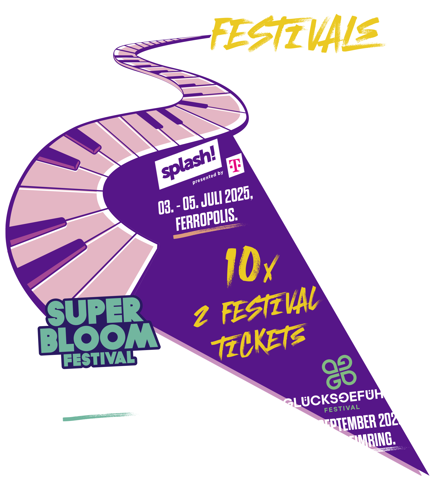 10x 2 Festival Tickets für Super Bloom Festival, splash! oder Glücksgefühle Festival